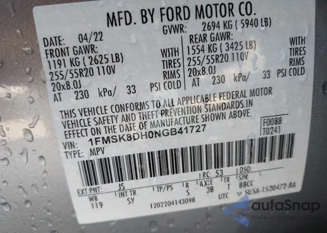 2022 Ford Explorer Xlt from USA, damaged, VIN 1FMSK8DH0NGB41727